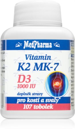 MedPharma Vitamin K2 MK-7+D3 tobolky pre normálnu funkciu imunitného systému, stavu kostí a činnosť svalov