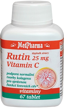 MedPharma Rutin 25 mg + vitamin C tablety pro podporu tvorby kolagenu