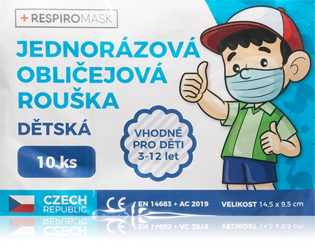 MESAVERDE Jednorázová obličejová rouška dětská Chlapec jednorázová rouška pro děti