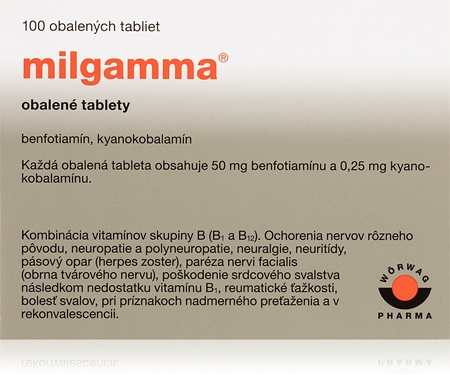Milgamma Milgamma 50mg/250mg obalené tablety pre normálnu činnosť nervovej sústavy