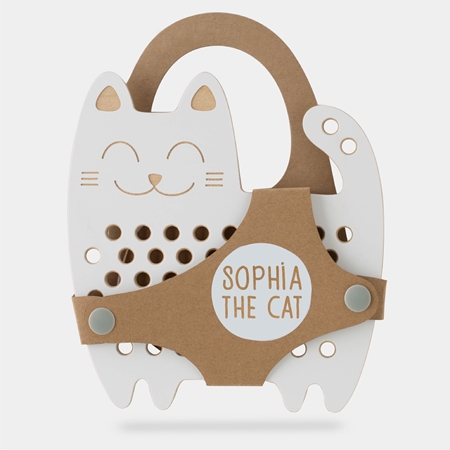 Milin Big Wooden Lacing Toy Cat Sophia aktivity hračka