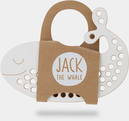 Milin Big Wooden Lacing Toy Whale Jack aktivity hračka