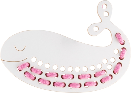 Milin Big Wooden Lacing Toy Whale Jack aktivity hračka
