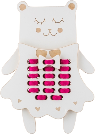 Milin Wooden Lacing Toy Mrs. Teddy zabawka edukacyjna