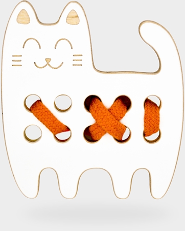 Milin Small Wooden Lacing Toy Cat aktivity hračka