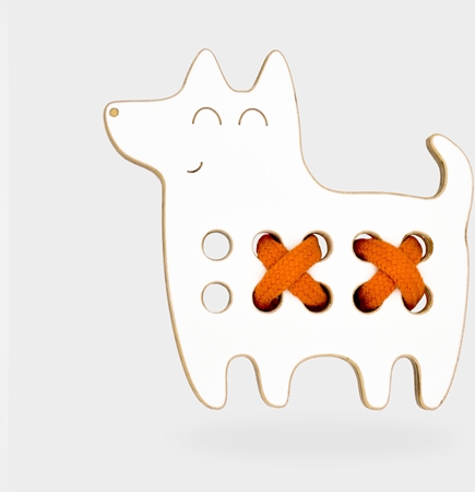 Milin Small Wooden Lacing Toy Dog activity toy