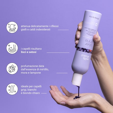 milk_shake® Silver Shine shampoo per capelli grigi e biondi