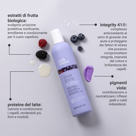 milk_shake® Silver Shine shampoo per capelli grigi e biondi