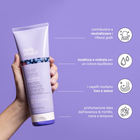 milk_shake® Silver Shine balsamo per capelli biondi neutralizzante per toni gialli