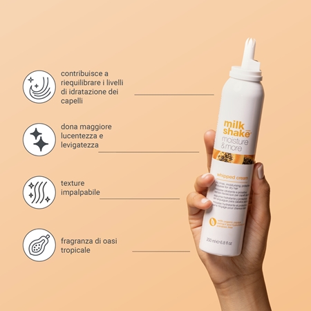 milk_shake® Moisture & More Whipped Cream trattamento idratante senza risciacquo per capelli secchi