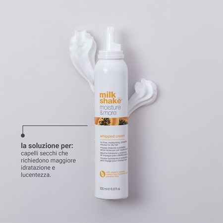 milk_shake® Moisture & More Whipped Cream trattamento idratante senza risciacquo per capelli secchi