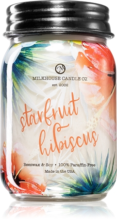 Milkhouse Candle Co. Farmhouse Starfruit Hibiscus αρωματικό κερί Mason Jar