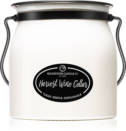 Milkhouse Candle Co. Creamery Harvest Wine Cellar kvapioji žvakė sviestiniame indelyje