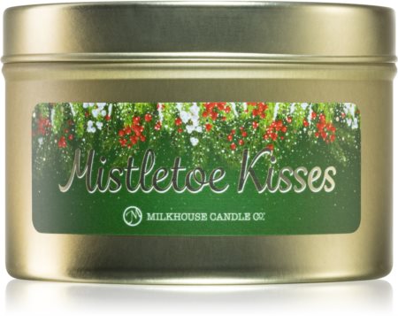 Milkhouse Candle Co. Christmas Mistletoe Kisses illatgyertya alumínium dobozban