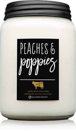 26 oz Peaches & Poppies Farmhouse Jar Soy Candle - Milkhouse