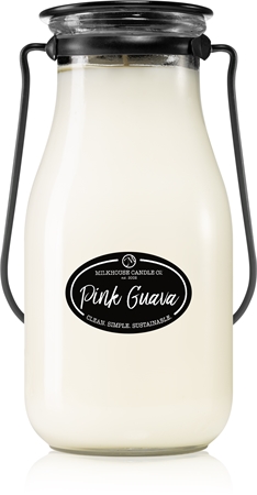 Milkhouse Candle Co. Creamery Pink Guava scented candle Milkbottle