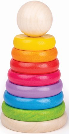 Bigjigs Toys First Rainbow Stacker pirámide de aros de madera