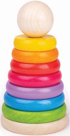 Bigjigs Toys First Rainbow Stacker пірамідка з кружалець з деревини