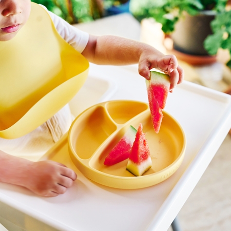 Minikoioi Puzzle Plate Yellow geteilter Teller mit Saugnapf