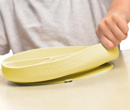 Minikoioi Puzzle Plate Yellow geteilter Teller mit Saugnapf