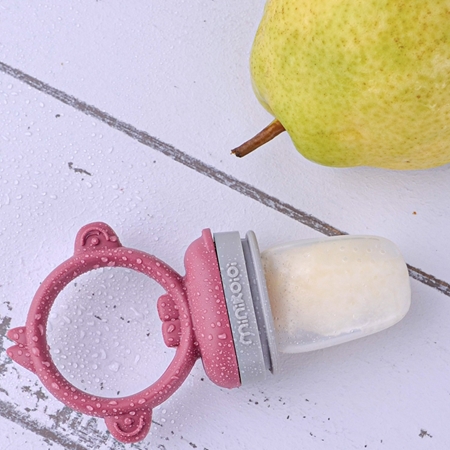 Minikoioi Feeder Teether Velvet Rose / Powder Grey krmící kousátko