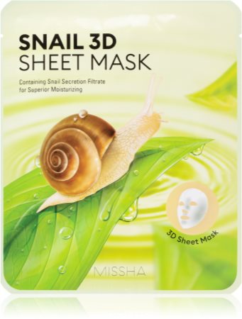 Missha Snail máscara de limpeza em folha com efeito refrescante com extrato de baba de caracol