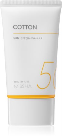 Missha All Around Safe Block Cotton Sun cremă cu protecție solară 50+ pentru piele sensibila si alergica
