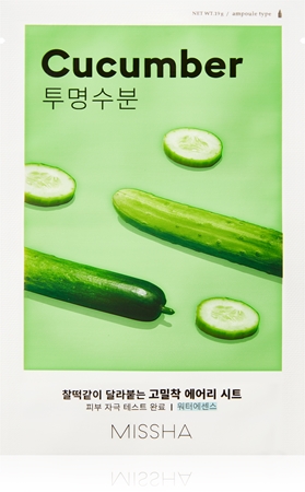 Missha Airy Fit Cucumber plátýnková maska s hydratačním a revitalizačním účinkem pro suchou pleť