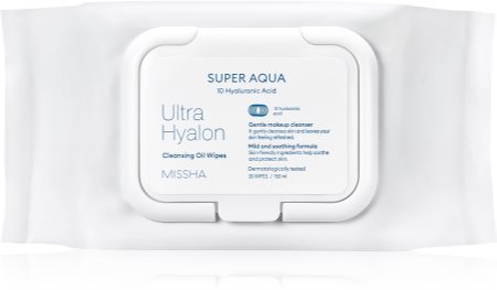 Missha Super Aqua 10 Hyaluronic Acid toalhetes de limpeza e desmaquilhantes