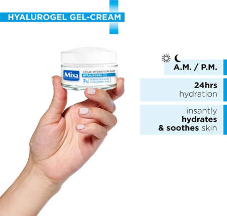 Mixa Hyalurogel Light creme facial hidratante com ácido hialurónico