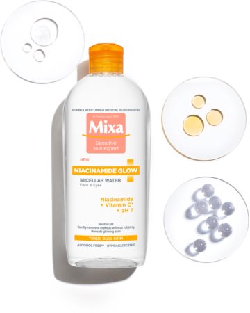MIXA Niacinamide Glow micellás víz az élénk bőrért