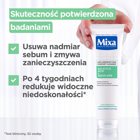 Mixa Anti-Imperfection Comfort Cleanser oczyszczający żel do twarzy przeciw niedoskonałościom skóry trądzikowej