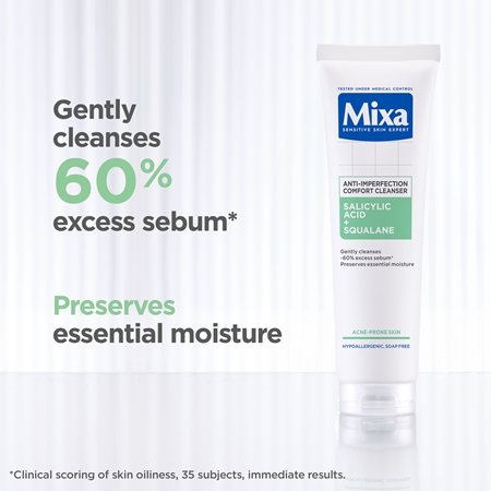 Mixa Anti-Imperfection Comfort Cleanser gel nettoyant visage anti-imperfections de la peau à tendance acnéique
