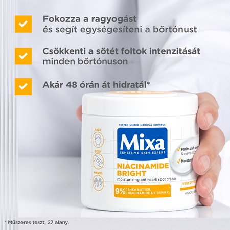 Mixa Niacinamide Bright intenzíven hidratáló krém a sötét foltok ellen