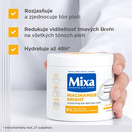 Mixa Niacinamide Bright intenzívne hydratačný krém proti tmavým škvrnám