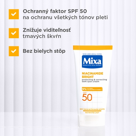 Mixa Niacinamide Bright korekčný krém proti tmavým škvrnám