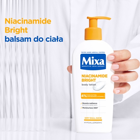 Mixa Niacinamide Bright Balsam Do Ciała mleczko rozjaśniające i nawilżające z niacynamidem