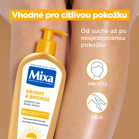 Mixa Bright & Bronze výživný tělový krém pro postupné opálení