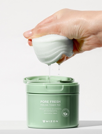 Mizon Pore Fresh Exfoliating Cotton Pads for sensitive acne-prone skin