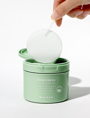 Mizon Pore Fresh Exfoliating Cotton Pads for sensitive acne-prone skin