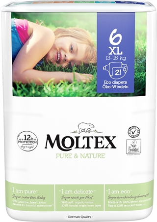 Moltex Pure & Nature XL Size 6 jednorázové EKO pleny