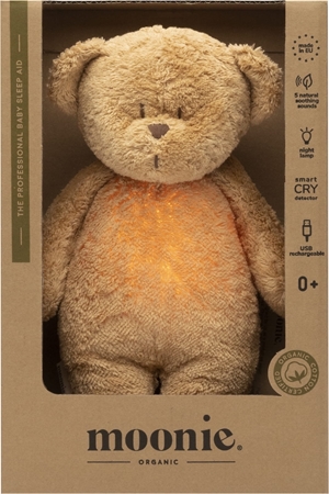Moonie Bear 2.0 Organic Cappuccino uspávačik s melódiou