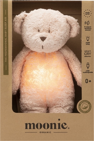 Moonie Bear 2.0 Organic Rose žaislas miegui su melodija