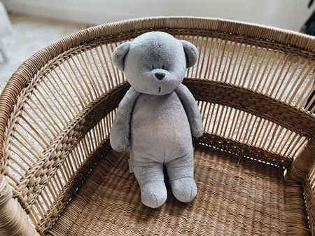 Moonie Bear 2.0 Organic Grey žaislas miegui su melodija