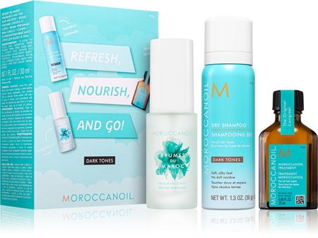 Moroccanoil Refresh, Nourish, and Go! (Dark Tones) set for dark hair for women