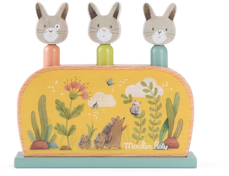 MOULIN ROTY Wooden Pop Up Toy Trois Petits Lapins παιχνίδι pop up