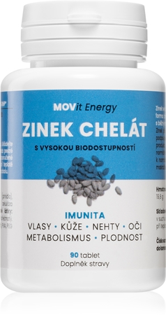 Movit Energy Zinek Chelát 15 mg tablety pro podporu imunitního systému, krásné vlasy, pleť a normální stav zubů
