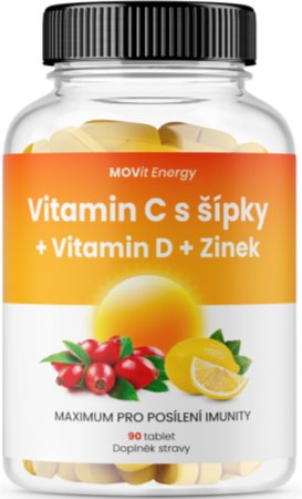 Movit Energy Vitamin C 1200 mg se šípky + Vitamin D + Zinek PREMIUM tablety pro podporu imunitního systému, krásnou pleť a nehty