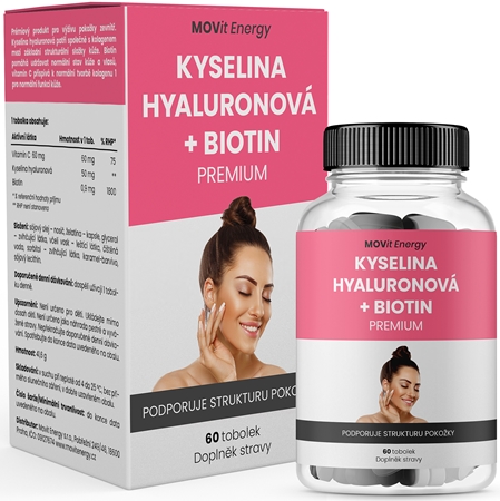 Movit Energy Kyselina hyaluronová + Biotin PREMIUM tobolky pro udržení normálního stavu pokožky a zdravé vlasy
