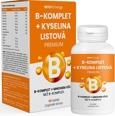 Movit Energy B-Komplet + Kyselina Listová PREMIUM Tablety Pro Podporu ...